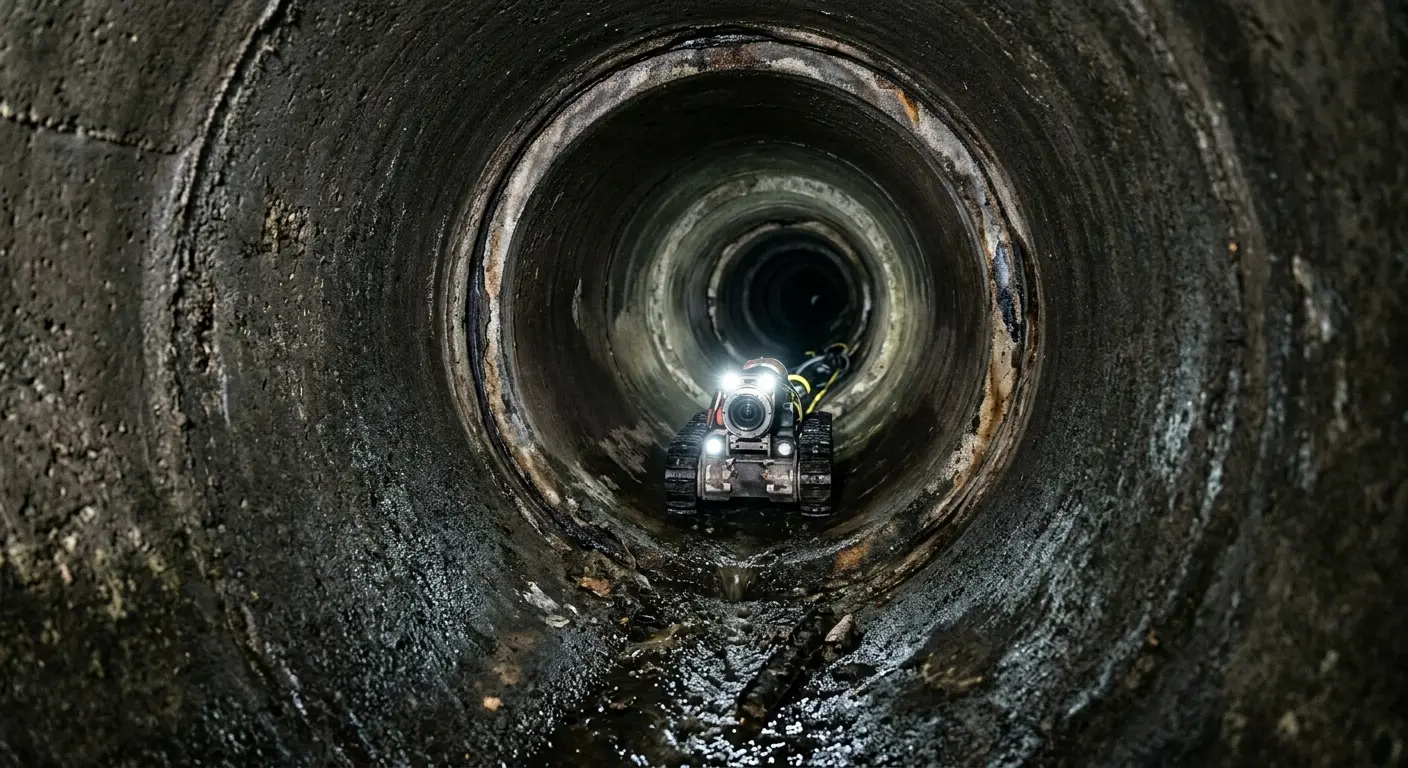 Robotic sewer camera inspecting pipe interior for Sewer Line Repair in Pittsboro